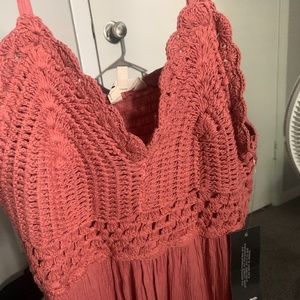 Crochet top woven dress